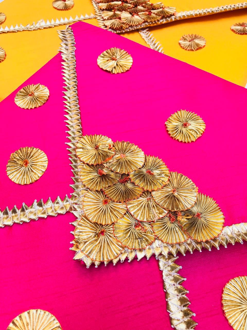 Karwacauth Combined Floral with Gota Work Pooja thali Set with gota wrap/Cover,