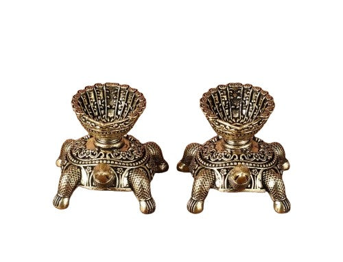 Brass Set of 2 Tortoise Diya for Pooja/ Temple/ Home décor/ Gift Item