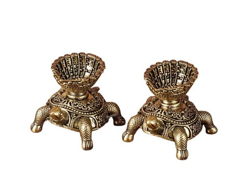 Brass Set of 2 Tortoise Diya for Pooja/ Temple/ Home décor/ Gift Item