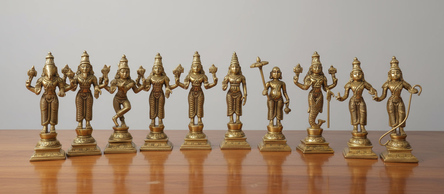 Brass Vishnu das Avatar Statue, Size : 6" Height for Home Temple