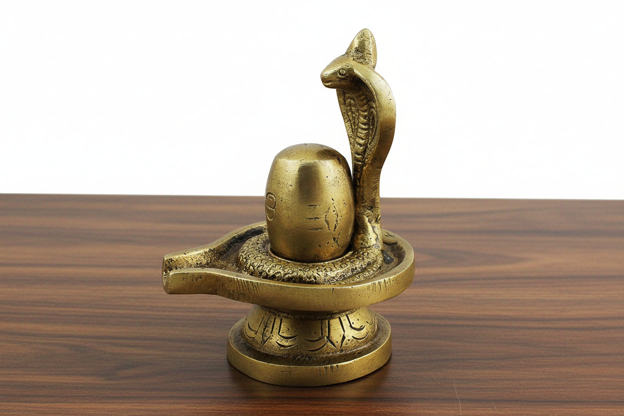 Handmade Brass Shiva Lingam Sculpture – Hinduism Idol Art for Temple & Home Décor