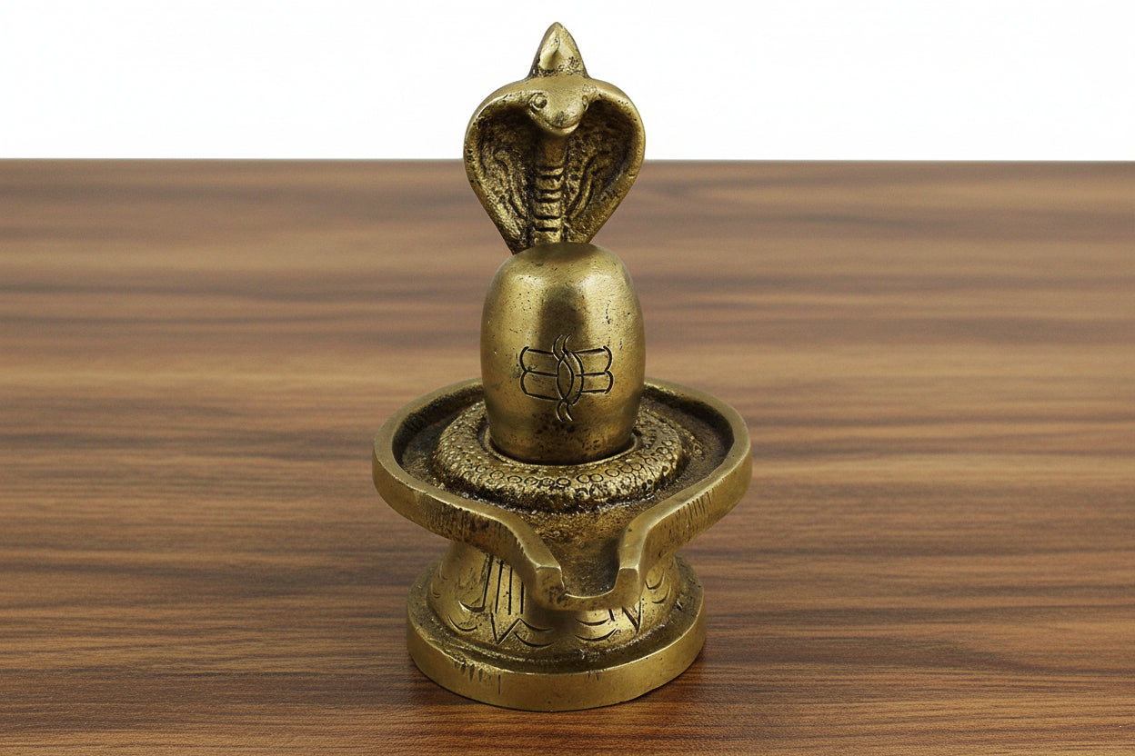 Handmade Brass Shiva Lingam Sculpture – Hinduism Idol Art for Temple & Home Décor