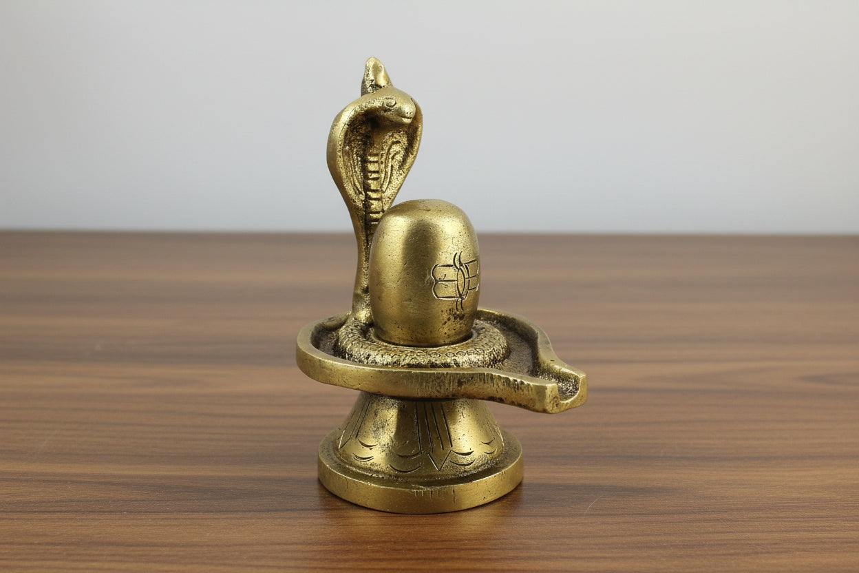 Handmade Brass Shiva Lingam Sculpture – Hinduism Idol Art for Temple & Home Décor