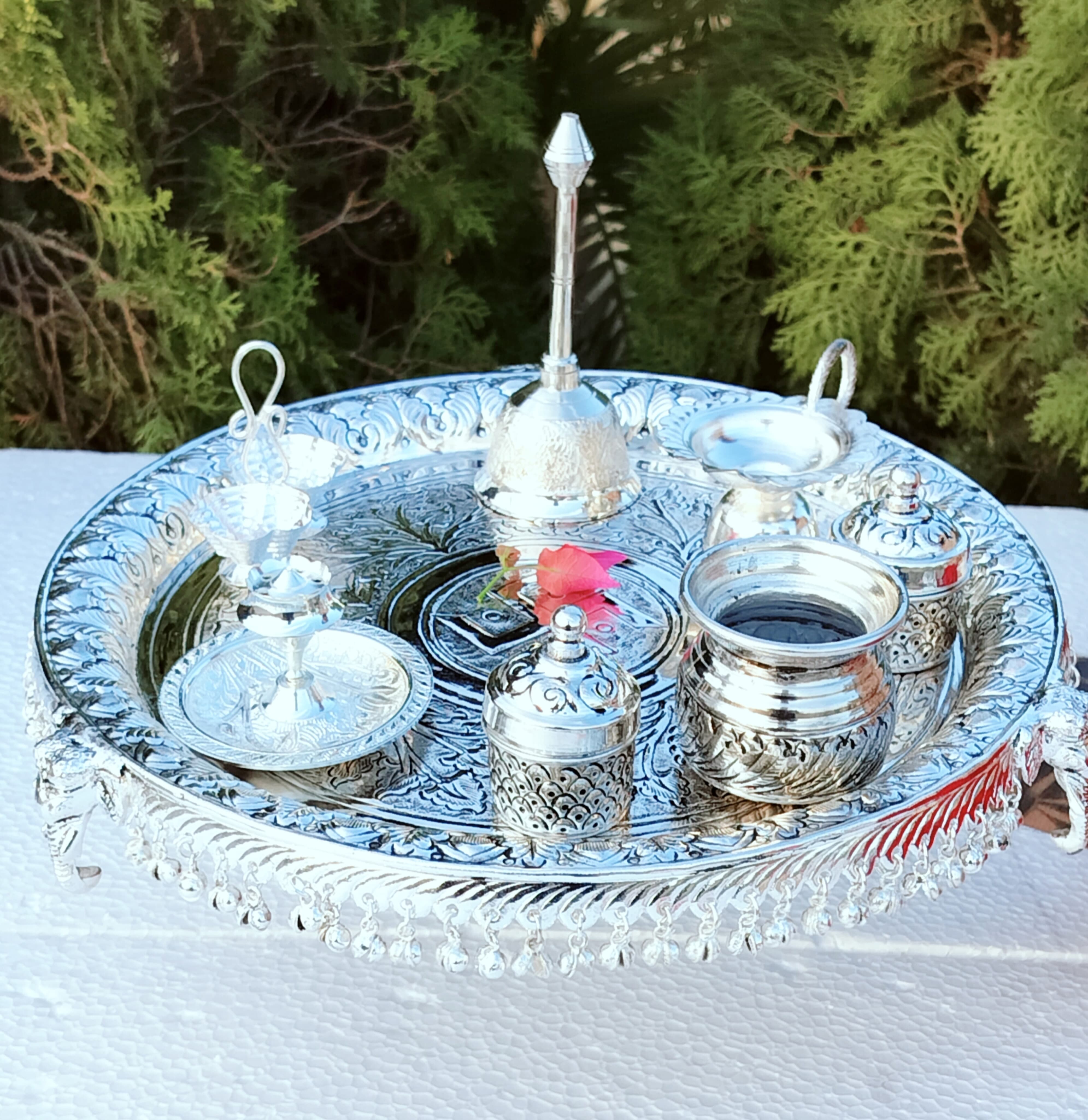 German Silver thali Set for Housewarming Pooja thali/Festival/Gift Item