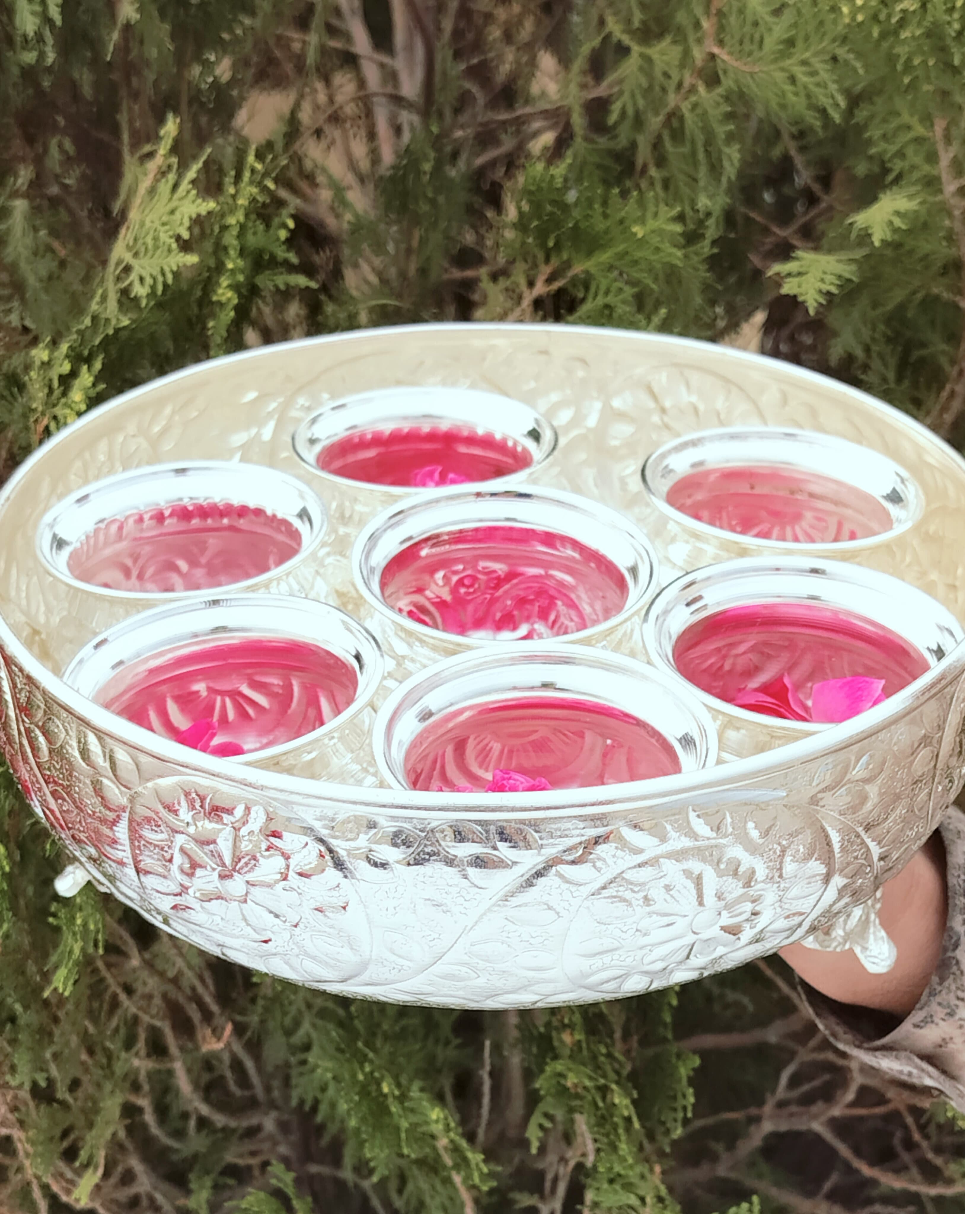german silver tray with bowl set for snacks/sweet/housewarming pooja set/gift item