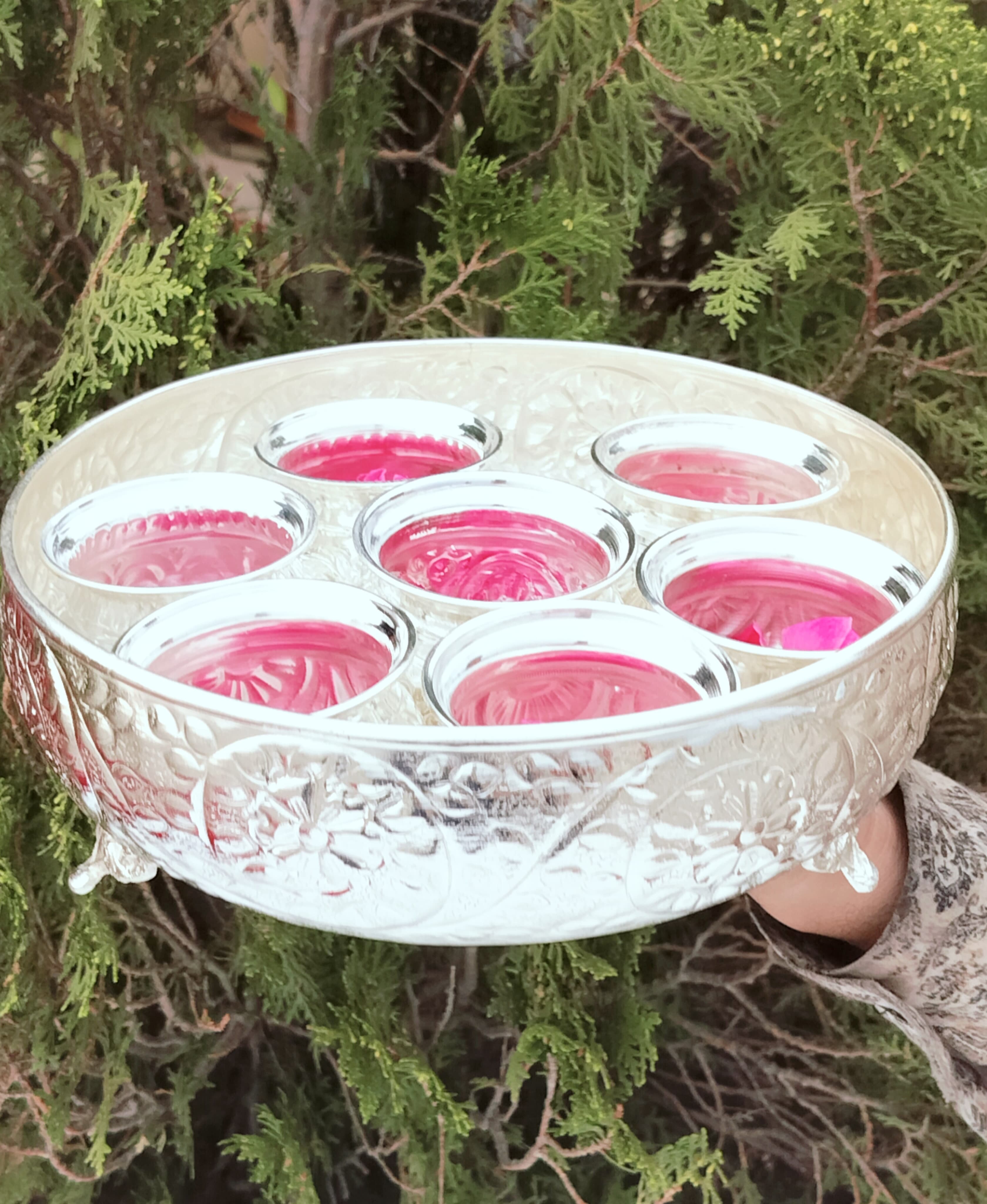 german silver tray with bowl set for snacks/sweet/housewarming pooja set/gift item