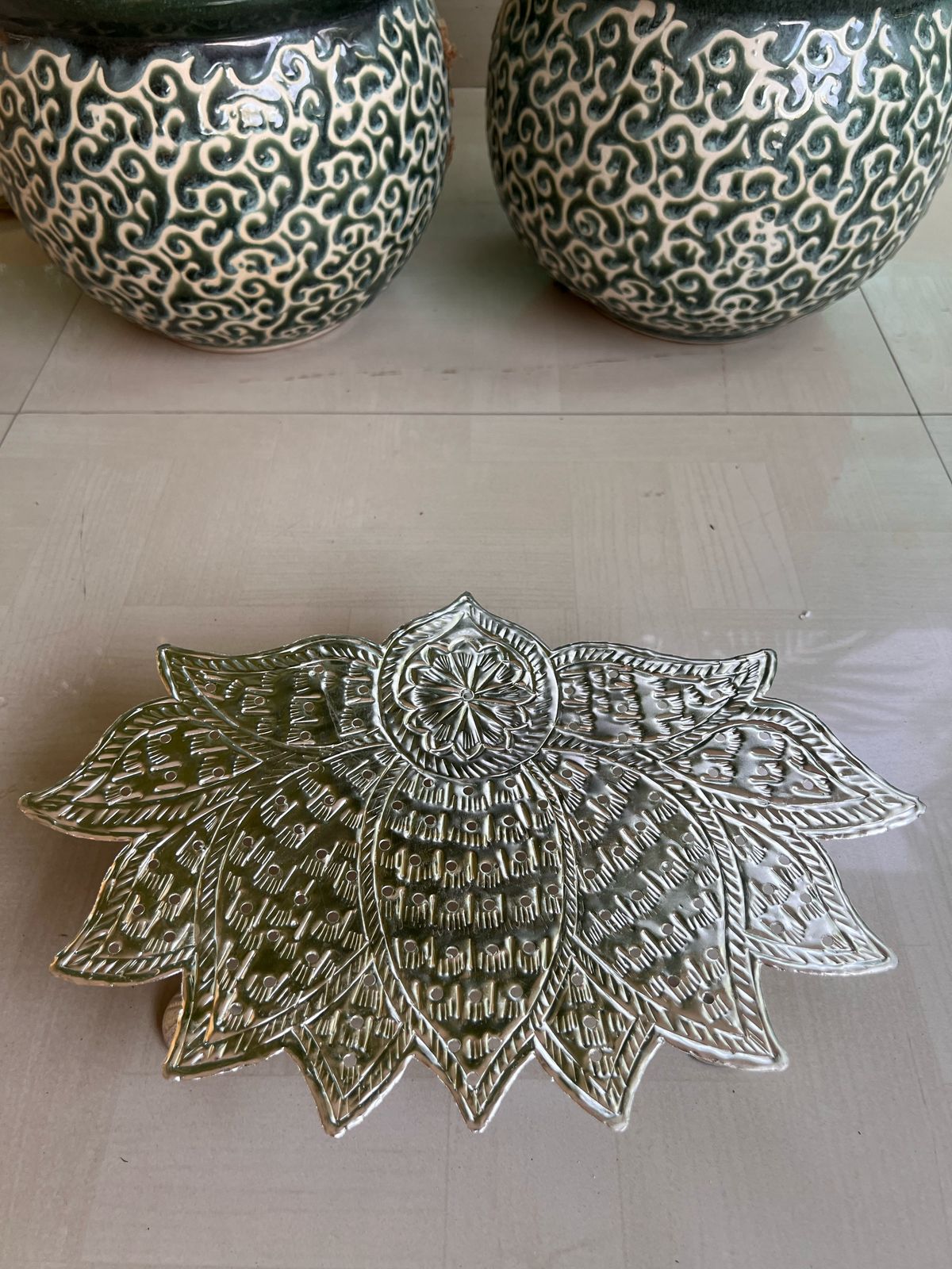 LOTUS DESIGN Germansilver Ashttotram stand for vara lakshmi pooja