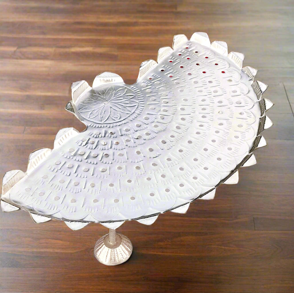 german silver Flower Lotus Ashtottaram Stand with detachable legs