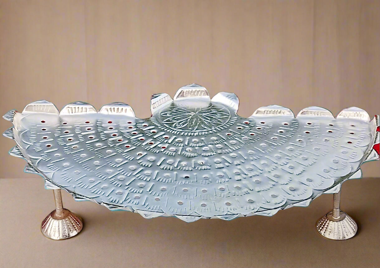 german silver Flower Lotus Ashtottaram Stand with detachable legs