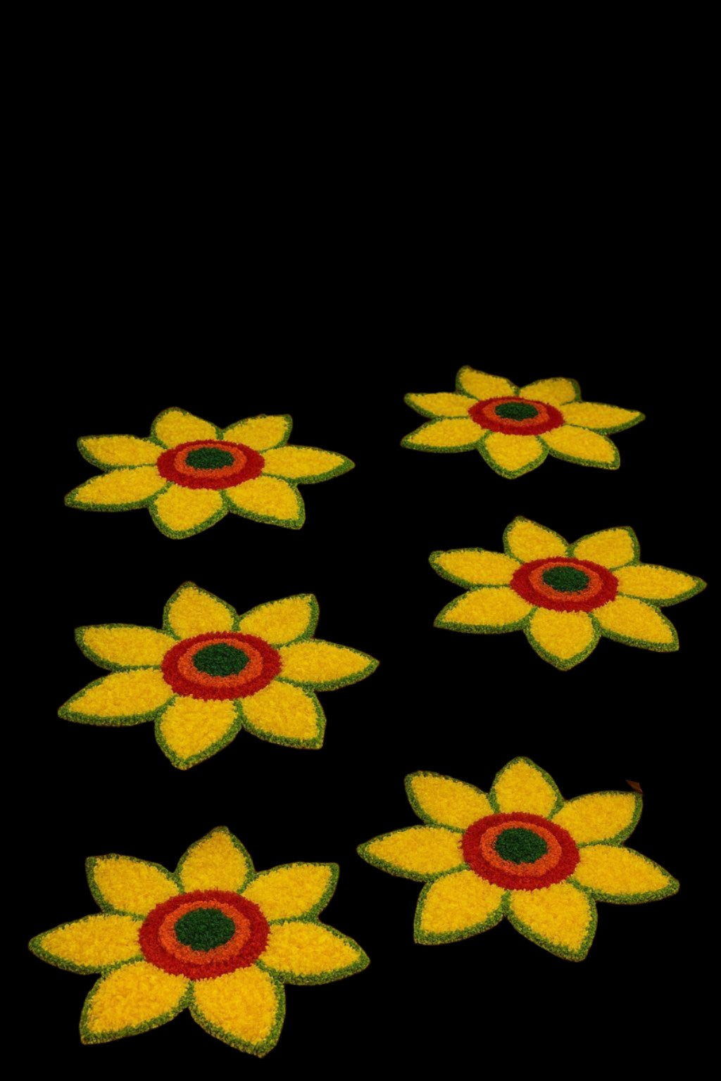flower design yellow color  set of 6 mats for home décor/ gift item/ diwali decor