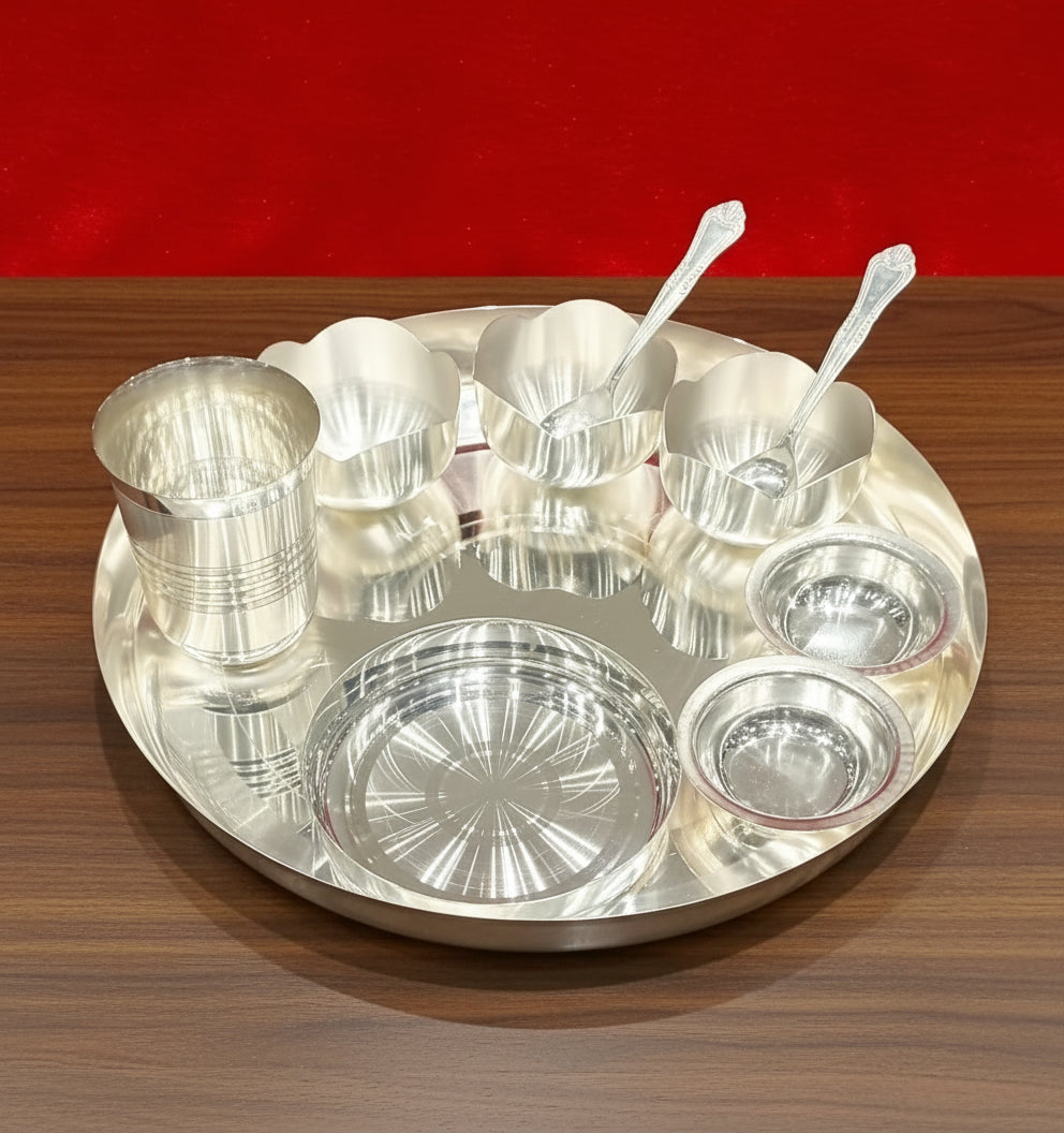 Silver Plated Dinner Set / Pooja Thali Set for pooja/ gift item/ home
