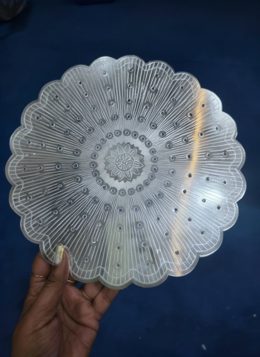 German Silver Flower Stand with pink Flowers & Lakshmi Statue for housewarming pooja