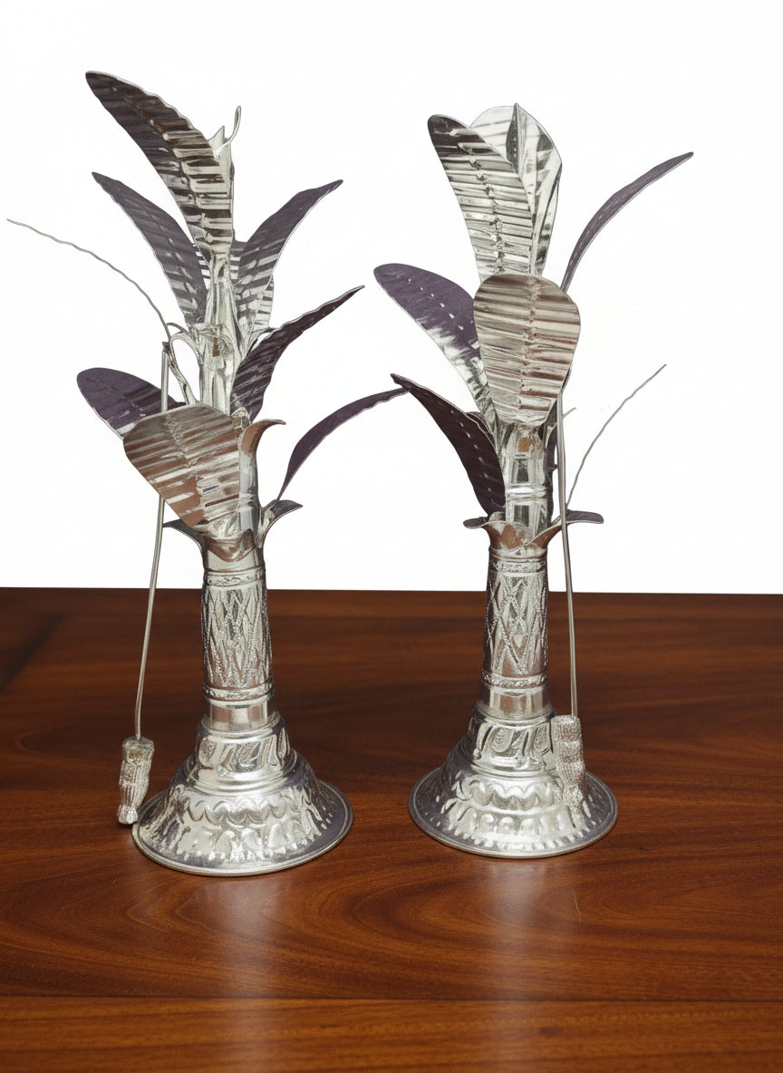 german silver 13" banana tree for housewarming pooja/ home décor