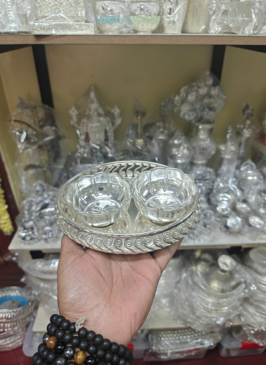 German Silver Tray with Bowls Set – Gift & Snacks Serving