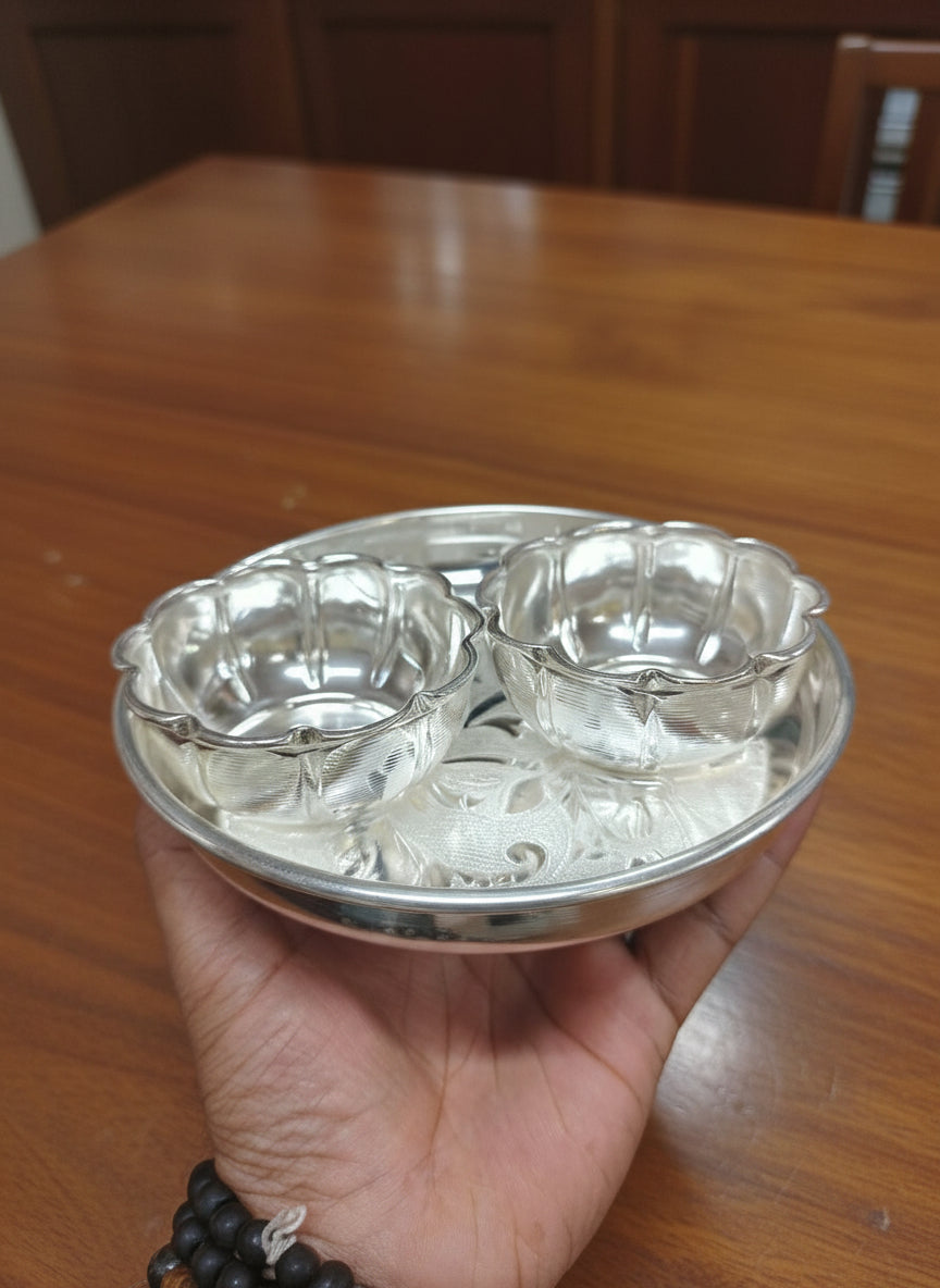 German Silver plate with Bowls Set – Gift & Snacks Serving