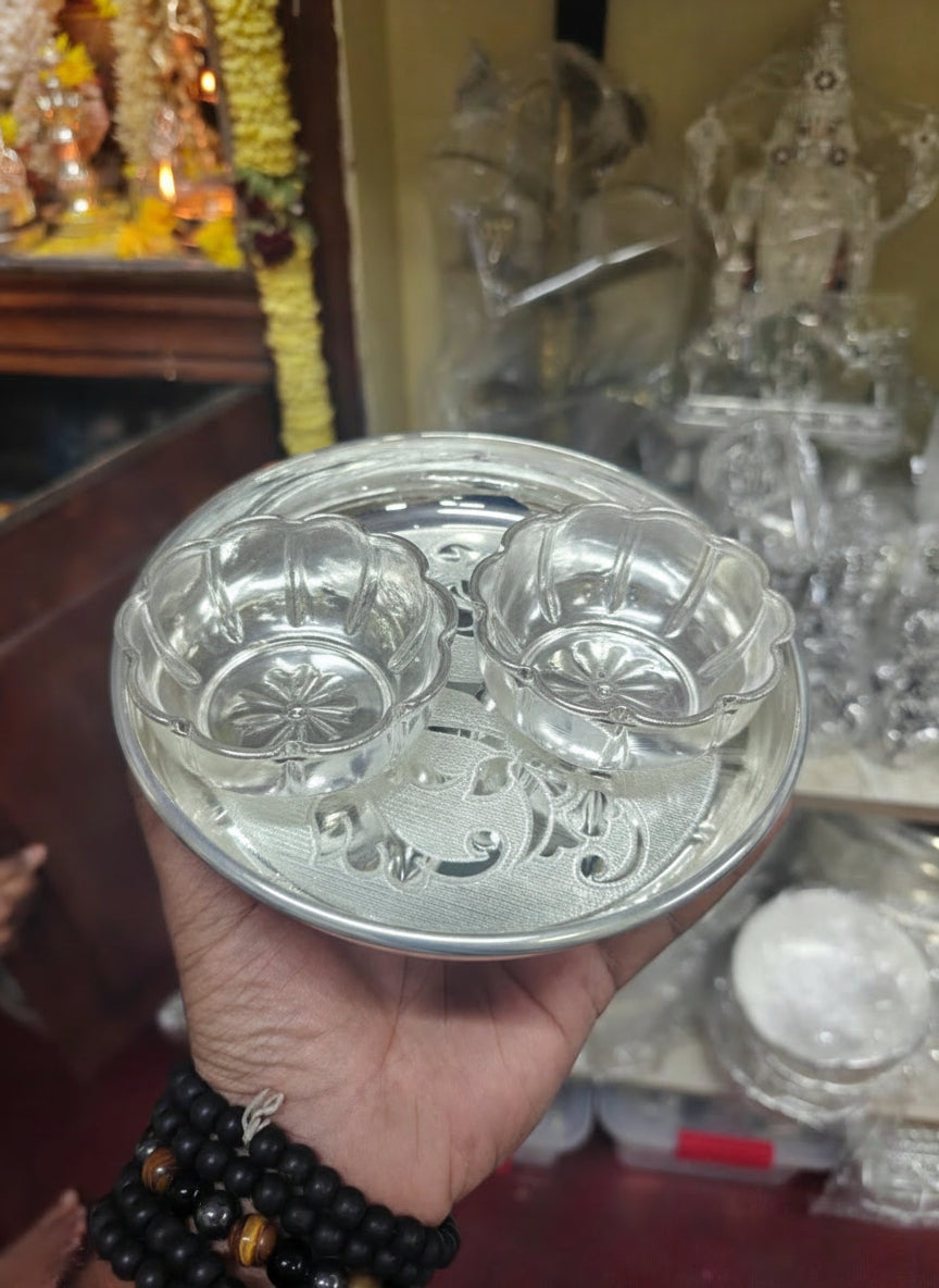 German Silver plate with Bowls Set – Gift & Snacks Serving