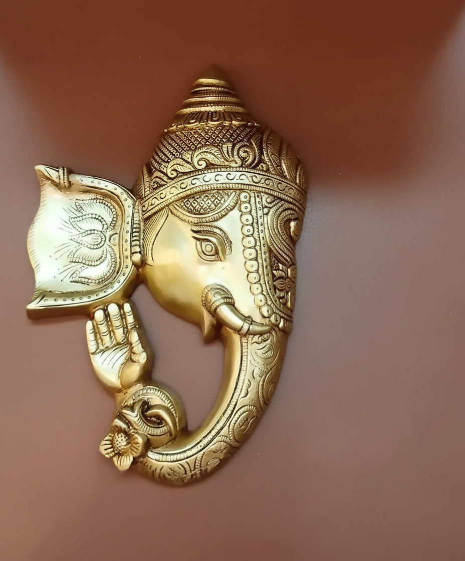 Handcrafted Brass Ganesh Wall Hanging – Auspicious Home & Office Temple Décor, Spiritual Gift