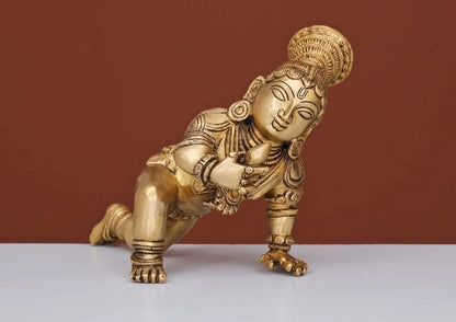 a Beautiful Brass choti Kamal in Hand laddu Gopal/kahna/krishana Statue/Home décor/showpiece