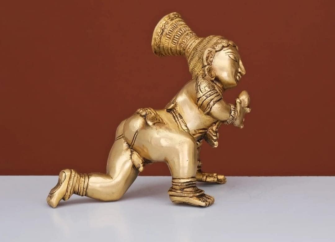 a Beautiful Brass choti Kamal in Hand laddu Gopal/kahna/krishana Statue/Home décor/showpiece