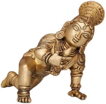 a Beautiful Brass choti Kamal in Hand laddu Gopal/kahna/krishana Statue/Home décor/showpiece