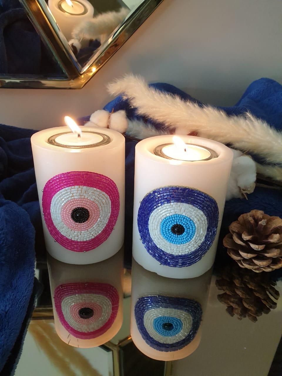 Set of 2 Evil Eye Candle Set for Diwali/Home décor/Gift Item