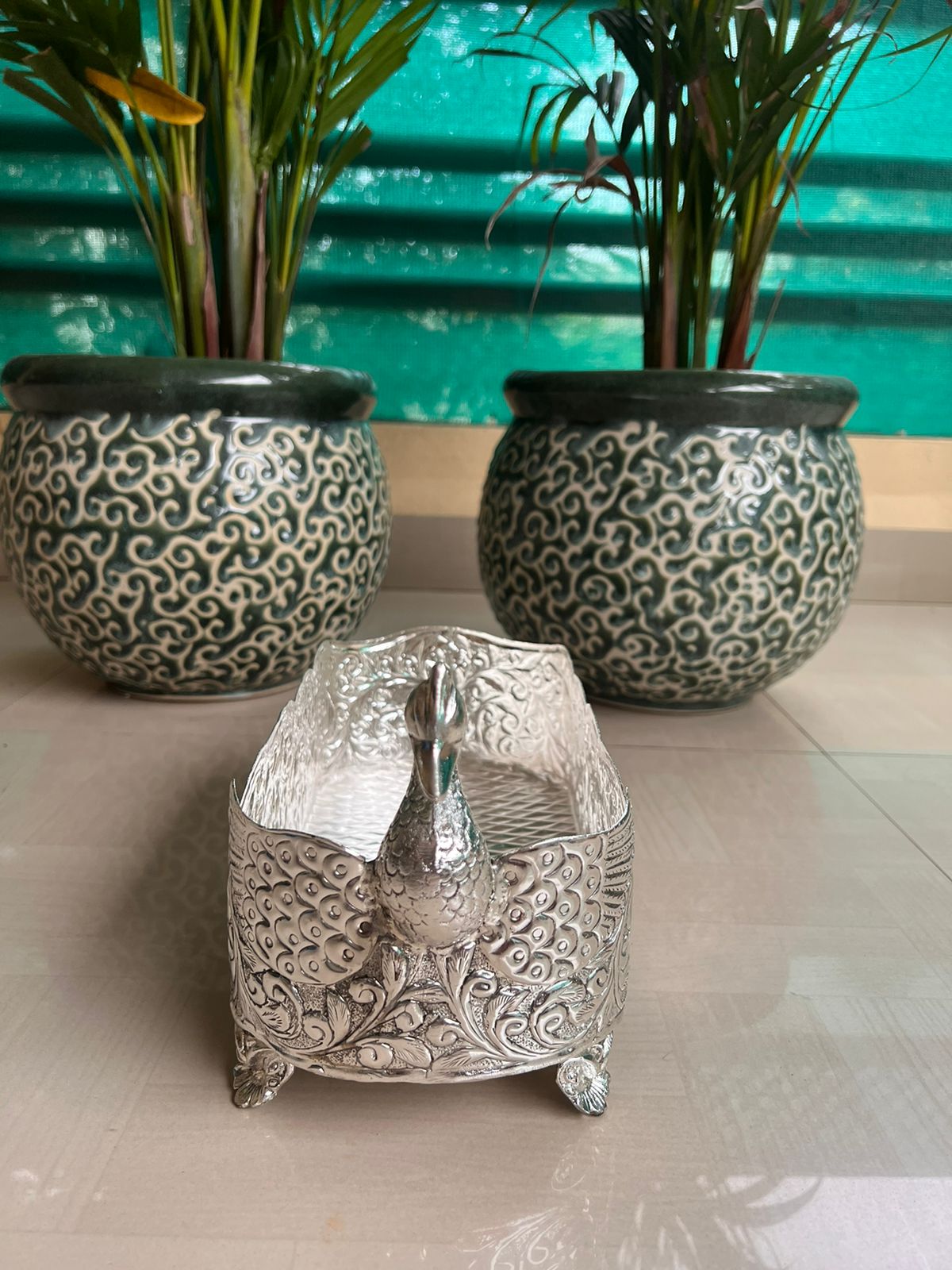 German Silver swan Tray for Housewarming/Diwali décor/Snacks/Fruits