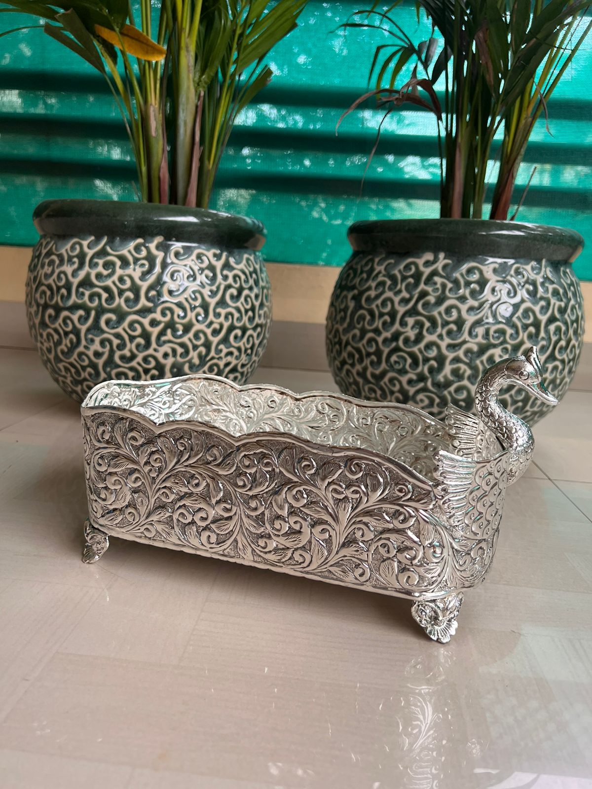 German Silver swan Tray for Housewarming/Diwali décor/Snacks/Fruits