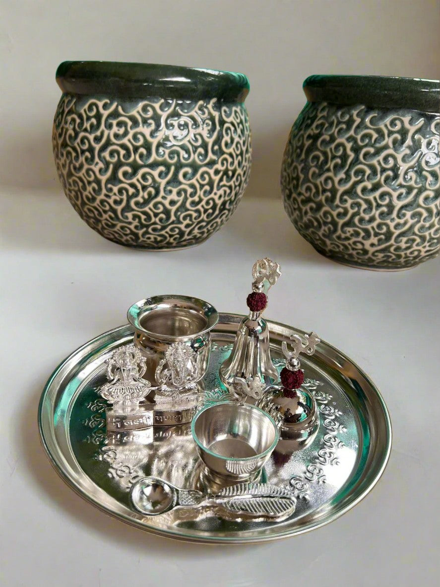 German Silver OM Pooja THALI Set