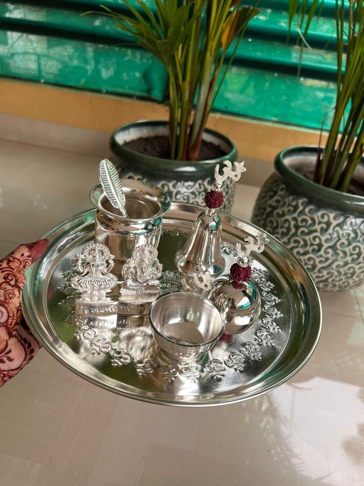 German Silver OM Pooja THALI Set