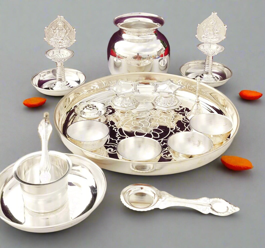 German Silver Complete Laxmi Pooja Set