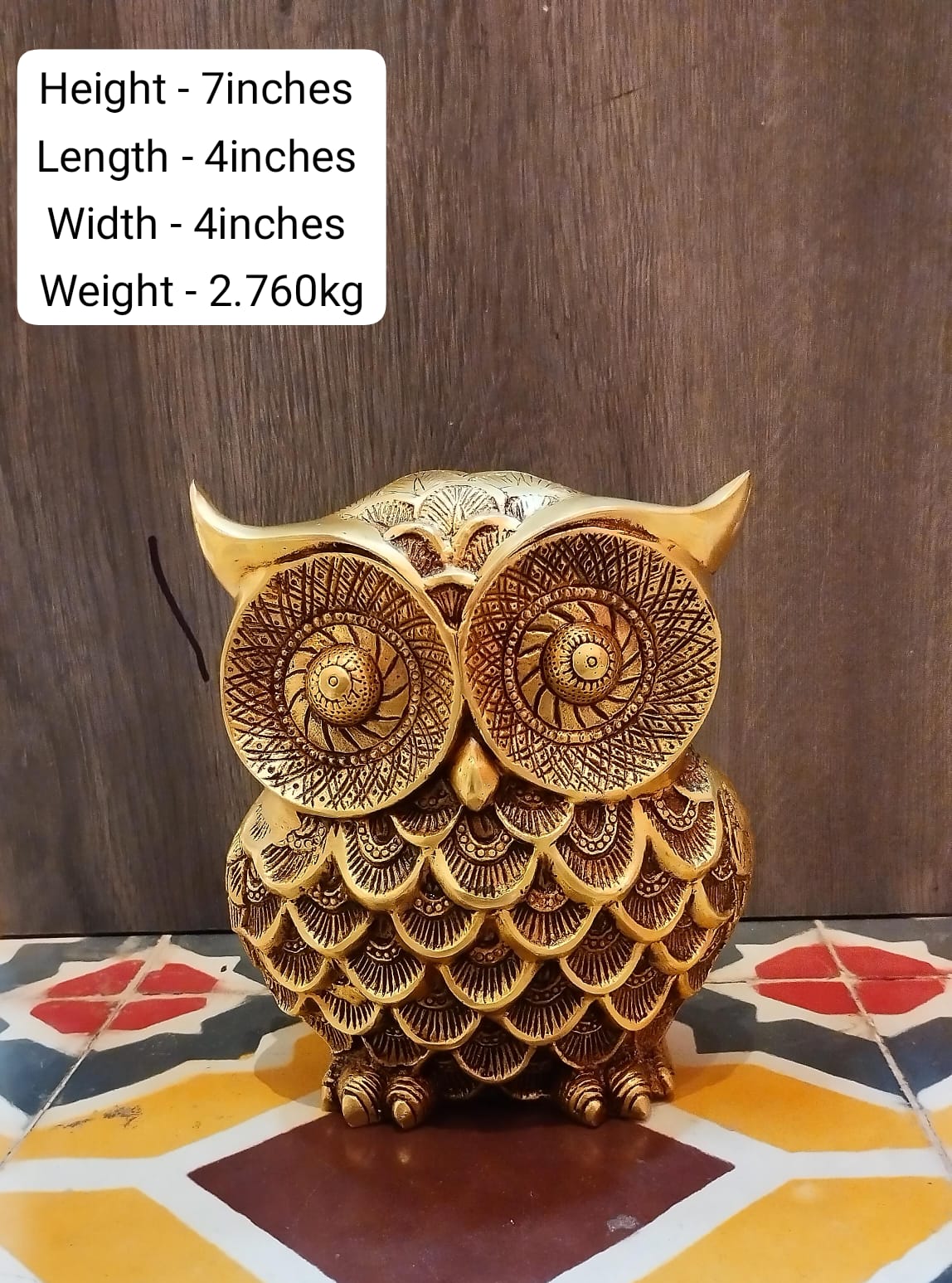 Large Brass Owl Statue – Big Size Vintage Style Home Décor, Spiritual Wisdom Symbol, Handmade Metal Art Sculpture