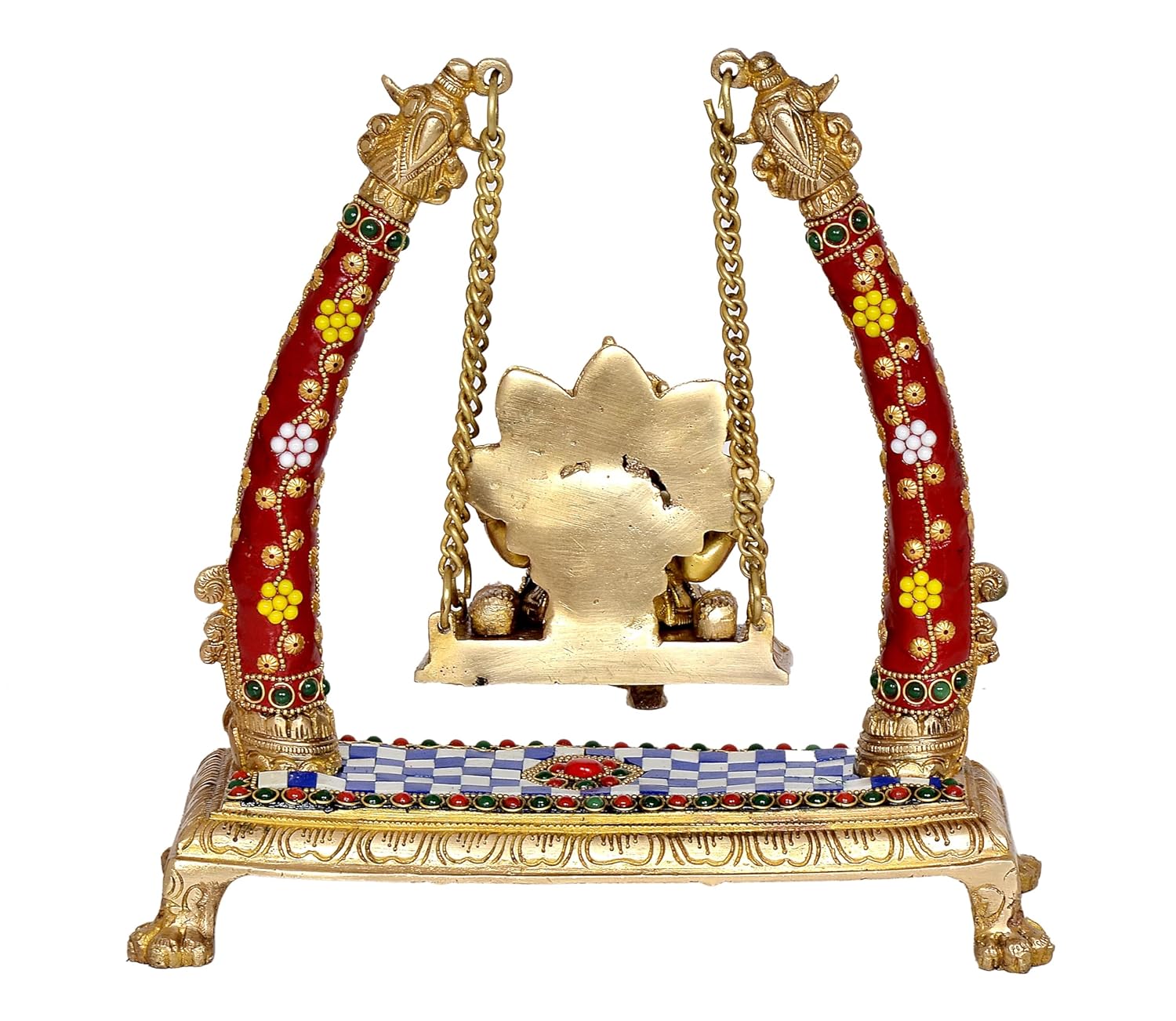 Brass Ganesh Jhula Swing with Stonework – Handmade Home Décor & Gift Item