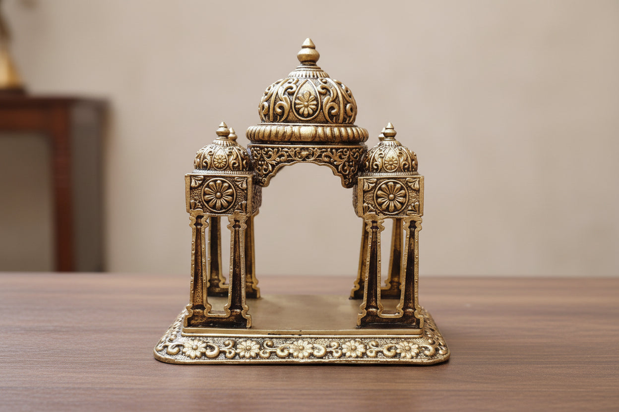 Brass Small Temple for Idols – Compact Home Mandir for Daily Pooja & Spiritual Décor