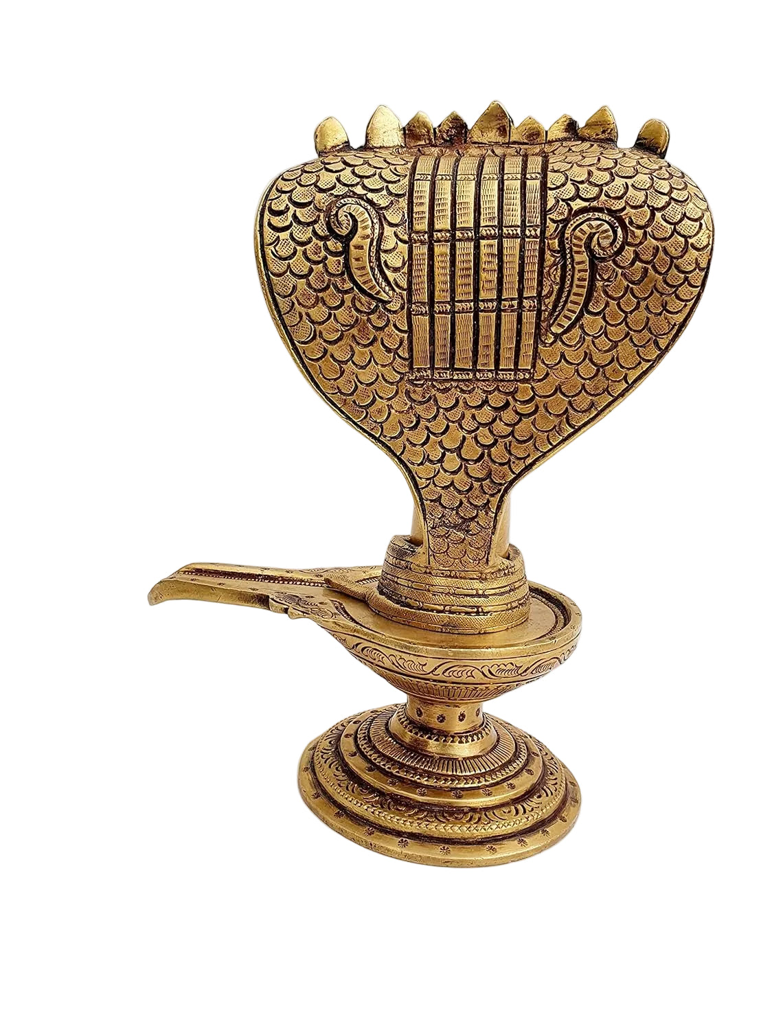 Brass Lingam with Sheshnag – Antique Finish Shivling for Puja, Vastu & Spiritual Decor