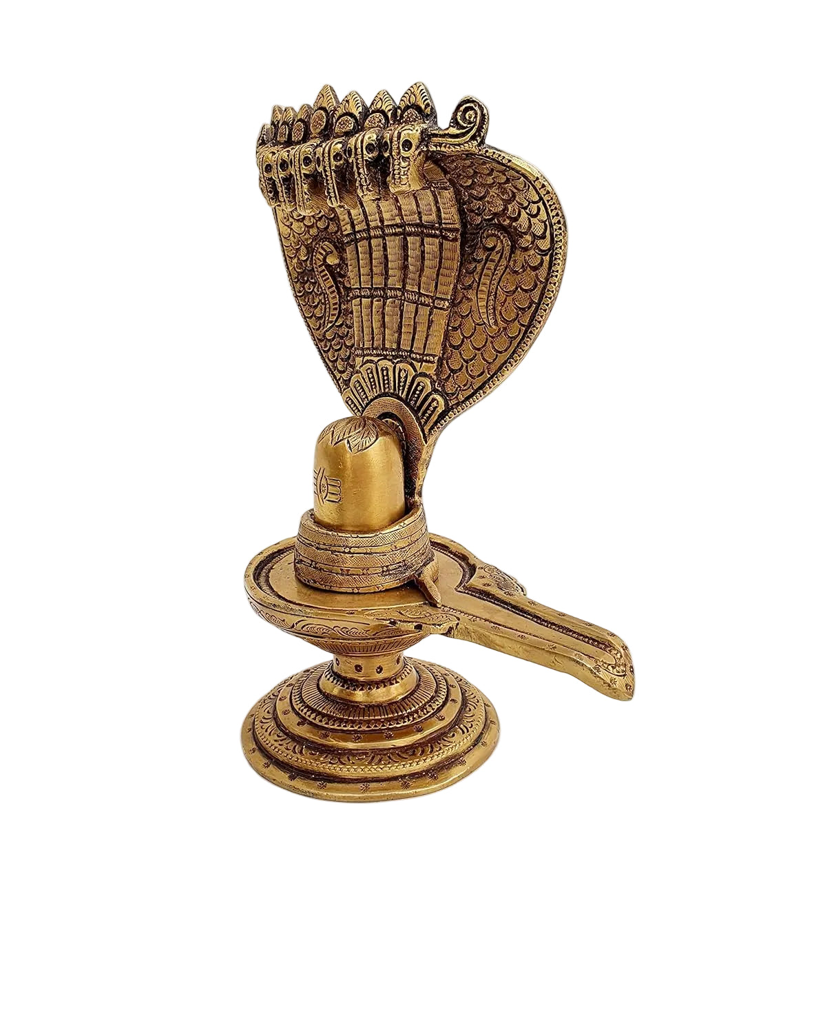 Brass Lingam with Sheshnag – Antique Finish Shivling for Puja, Vastu & Spiritual Decor