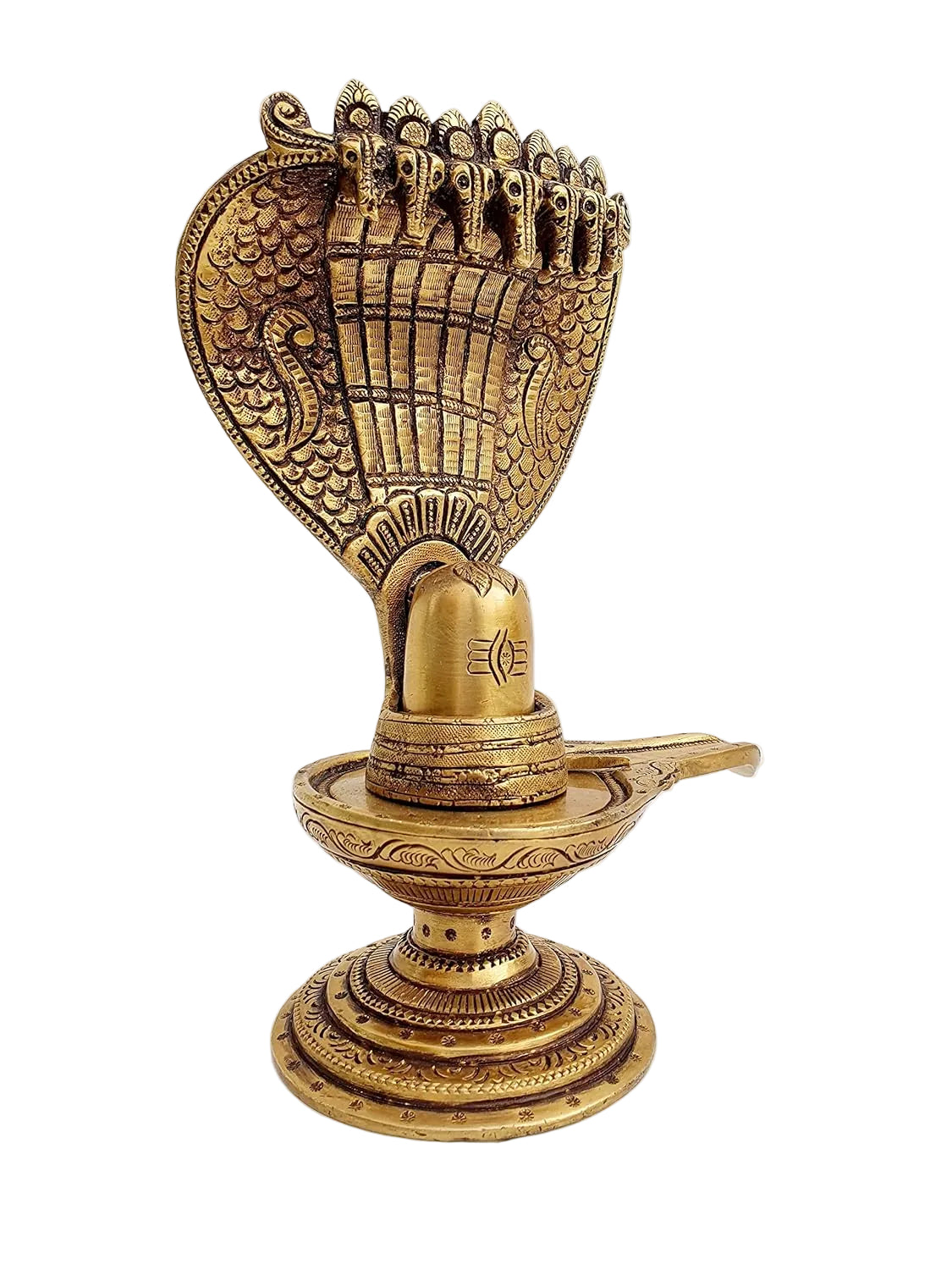 Brass Lingam with Sheshnag – Antique Finish Shivling for Puja, Vastu & Spiritual Decor