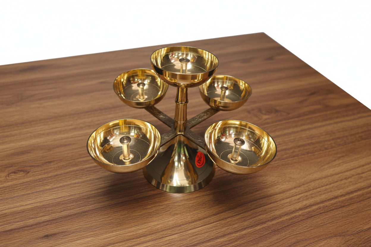 brass pancha deepam stand for housewarming/ gift item