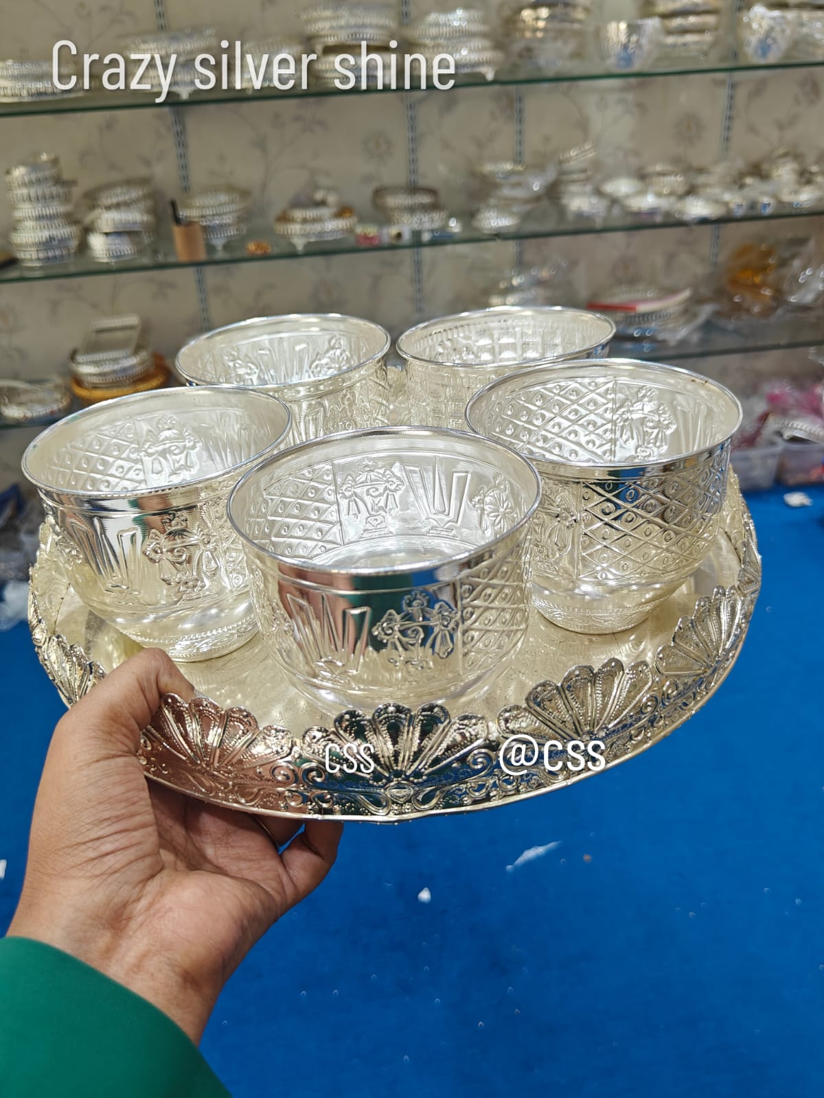 German Silver Tray with Bowls Set – Elegant Gift, Snacks Serving & Pooja Décor