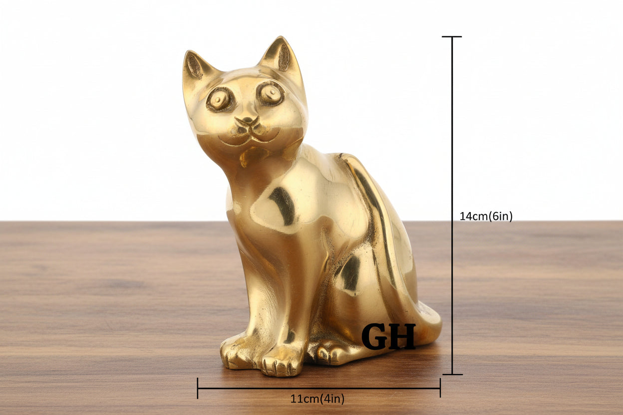 Brass Cat figurine – Artistic Home Décor & Gift Item