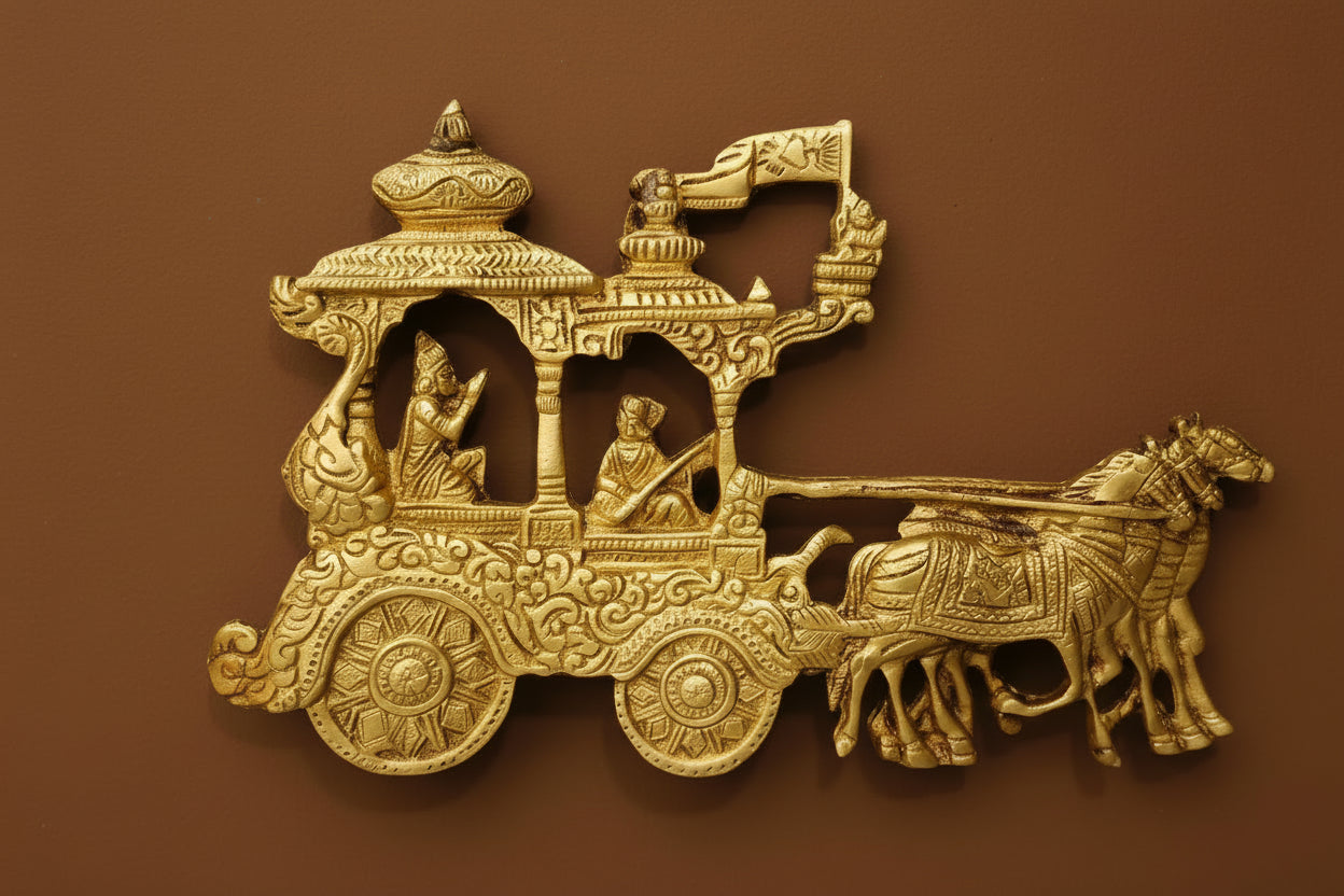 Brass Arjun Ratham Wall Hanging – Artistic Home Décor & Gift Item