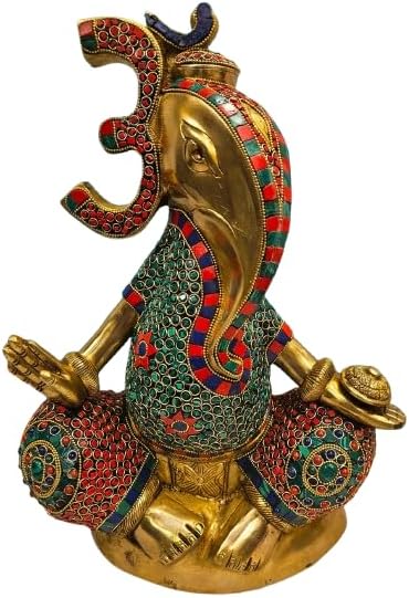 Stoned work Lord Ganesh/Ganapati Brass Statue