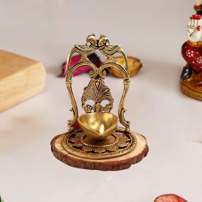 Brass 2 Peacock Table Diya