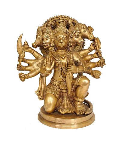 Brass Bajrang Bali Panchmukhi Murti Hanuman Ji Idol Statue