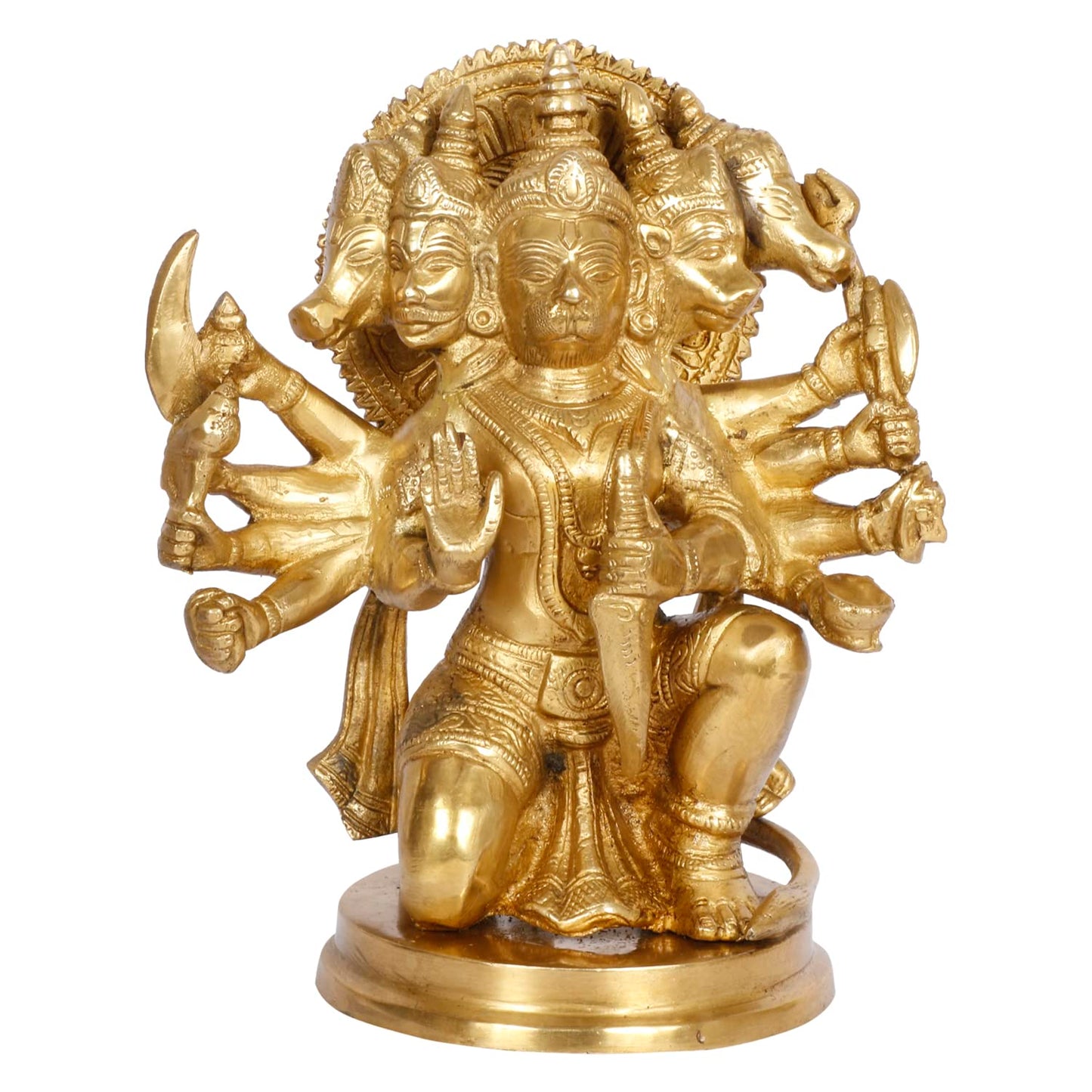 Brass Bajrang Bali Panchmukhi Murti Hanuman Ji Idol Statue