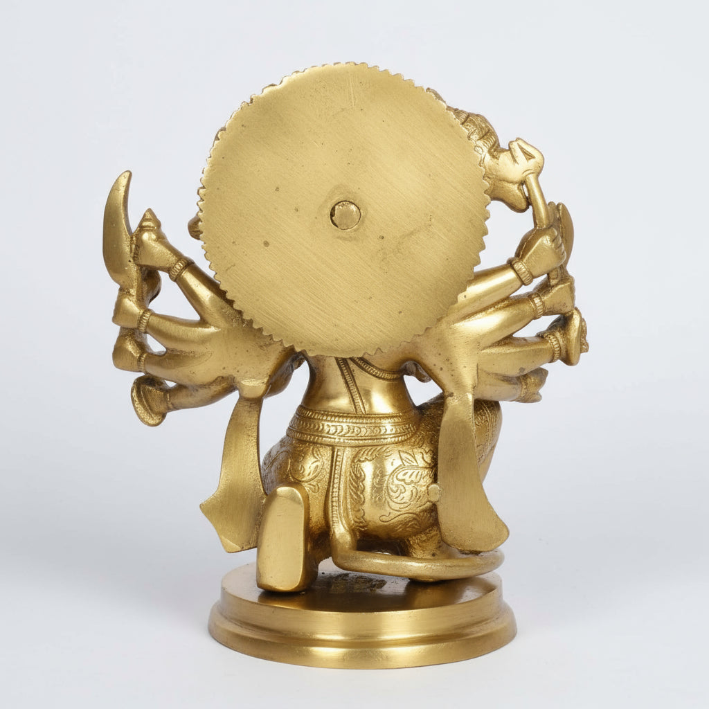 Brass Bajrangbali Panchmukhi Murti Hanuman Ji Idol Statue Home Office Decor Gift Mandir Temple Size 9 Inches
