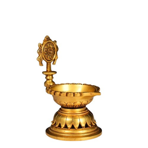 Set of 2 Brass Sankha Chakra Diya Set Height 7 inch for Diwali/Home décor