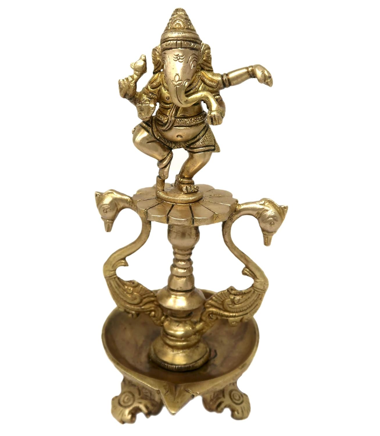 Ganesha Dancing with Swan Hindu Decor Diya for Diwali and Home Temple Mandir Decorations, 1 Pieces