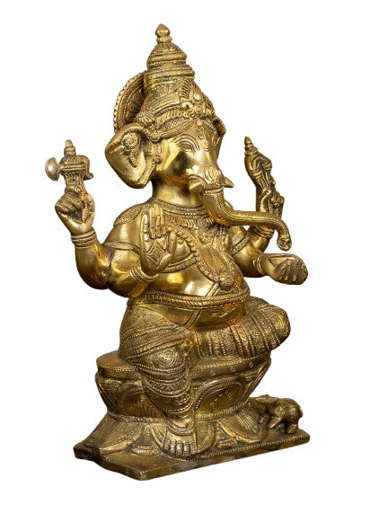 brass Ganesh idol statue for home décor/temple/ Diwali pooja, 12"