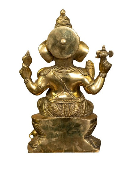 brass Ganesh idol statue for home décor/temple/ Diwali pooja, 12"