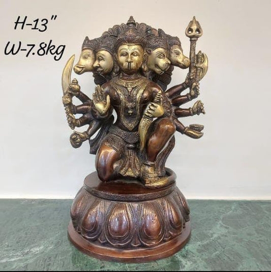 brass brown color panchmukhi hanuman statue